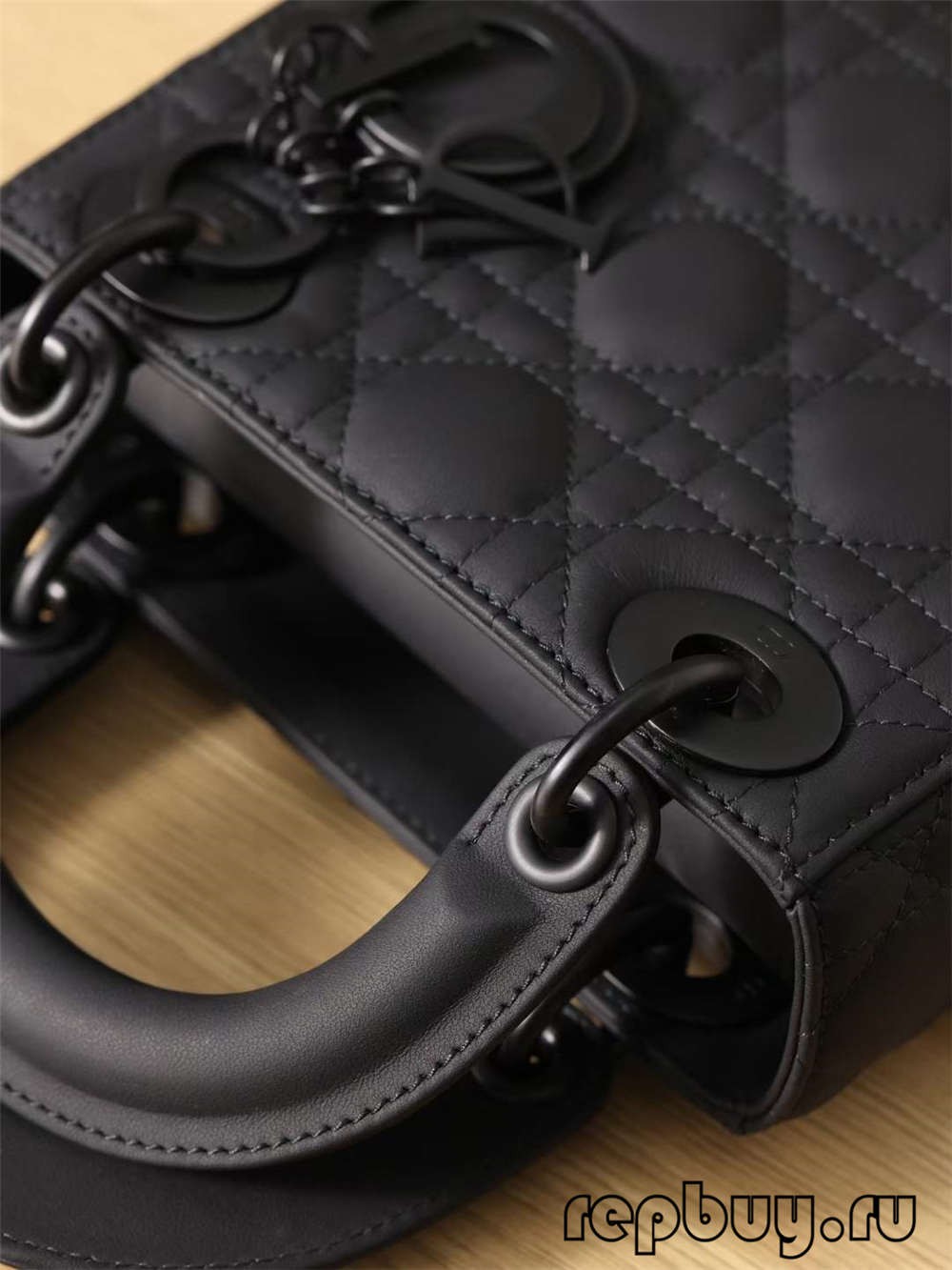 LADY DIOR Mini Black Top Replica Handbag Matte Cowhide Detail (2022 Updated)-Best Quality Fake designer Bag Review, Replica designer bag ru