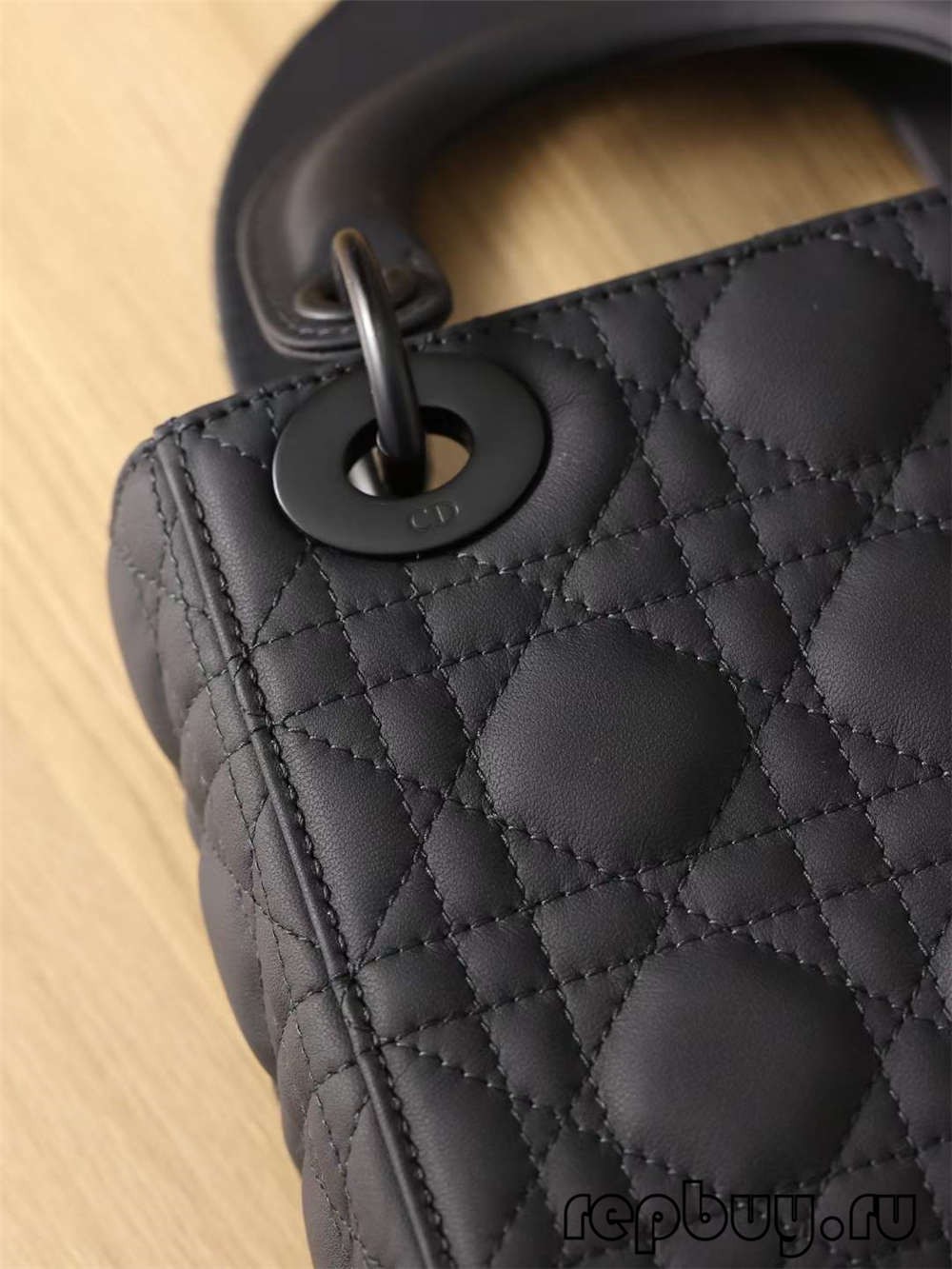 LADY DIOR Mini Black Top Replica Handbag Matte Cowhide Detail (2022 Updated)-Best Quality Fake designer Bag Review, Replica designer bag ru
