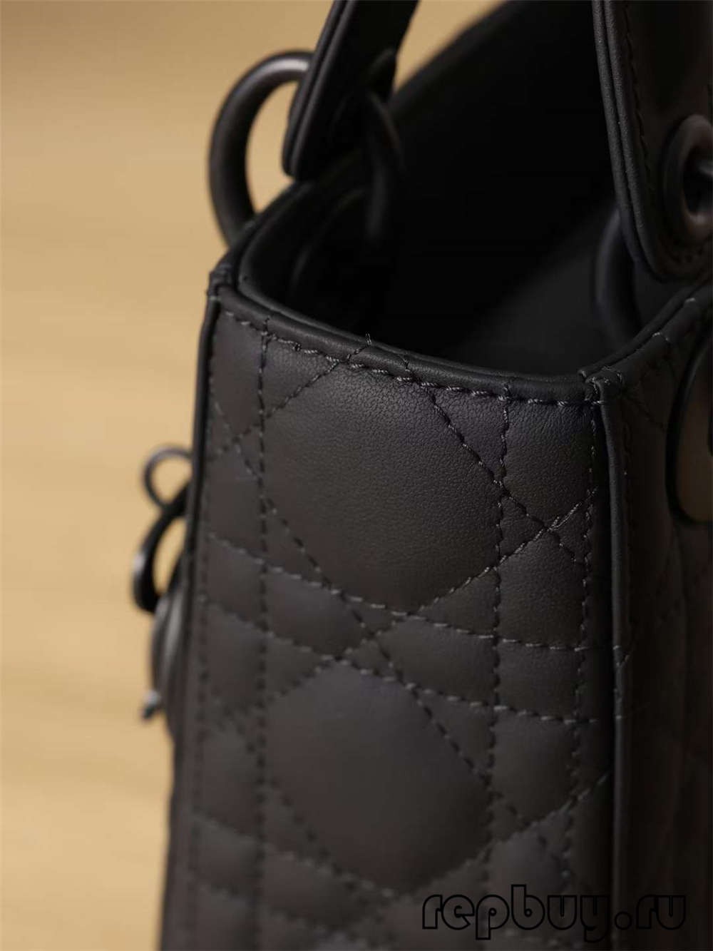 LADY DIOR Mini Black Top Replica Handbag Matte Cowhide Detail (2022 Updated)-Best Quality Fake designer Bag Review, Replica designer bag ru