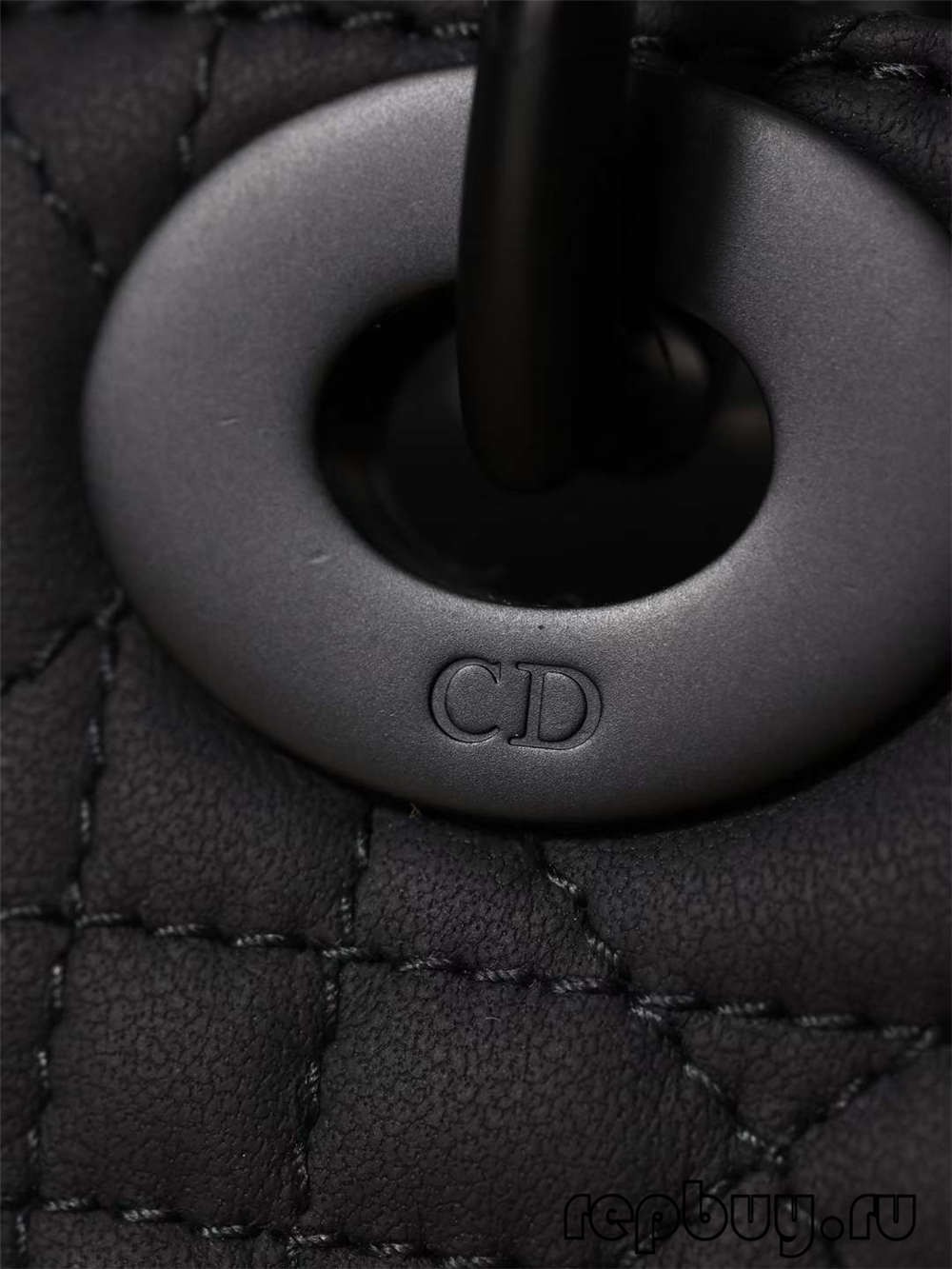 LADY DIOR Mini Black Top Replica Handbag Matte Cowhide Detail (2022 Updated)-Best Quality Fake designer Bag Review, Replica designer bag ru