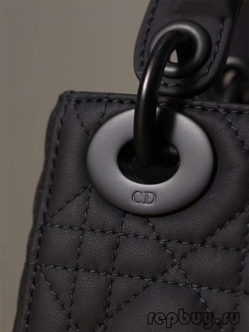 LADY DIOR Mini Black Top Replica Handbag Matte Cowhide Detail (2022 Updated)-Best Quality Fake designer Bag Review, Replica designer bag ru