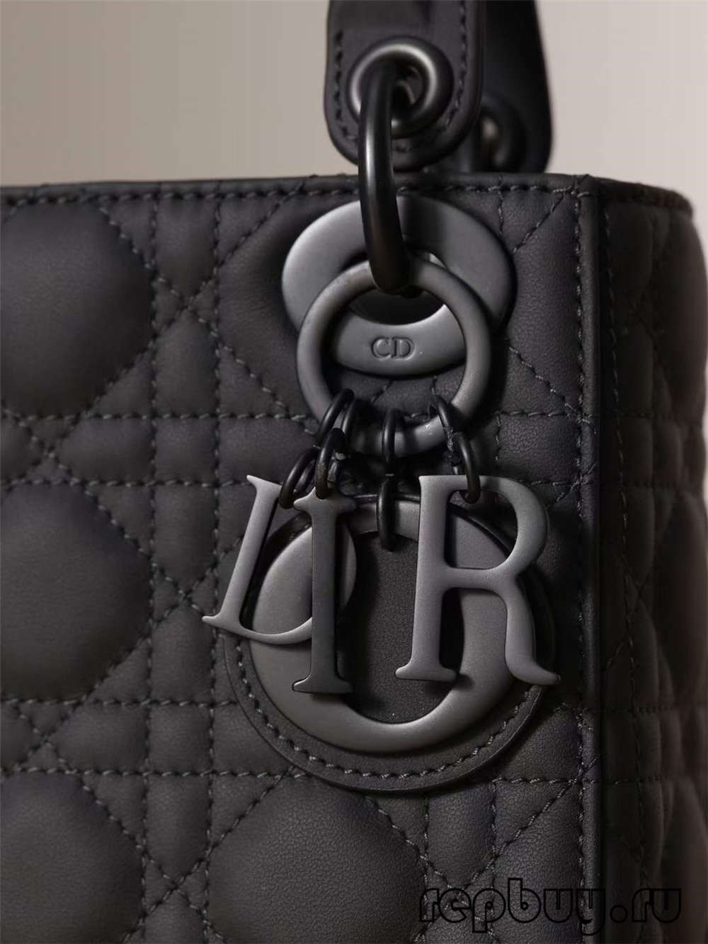 LADY DIOR Mini Black Top Replica Handbag Matte Cowhide Detail (2022 Updated)-Best Quality Fake designer Bag Review, Replica designer bag ru