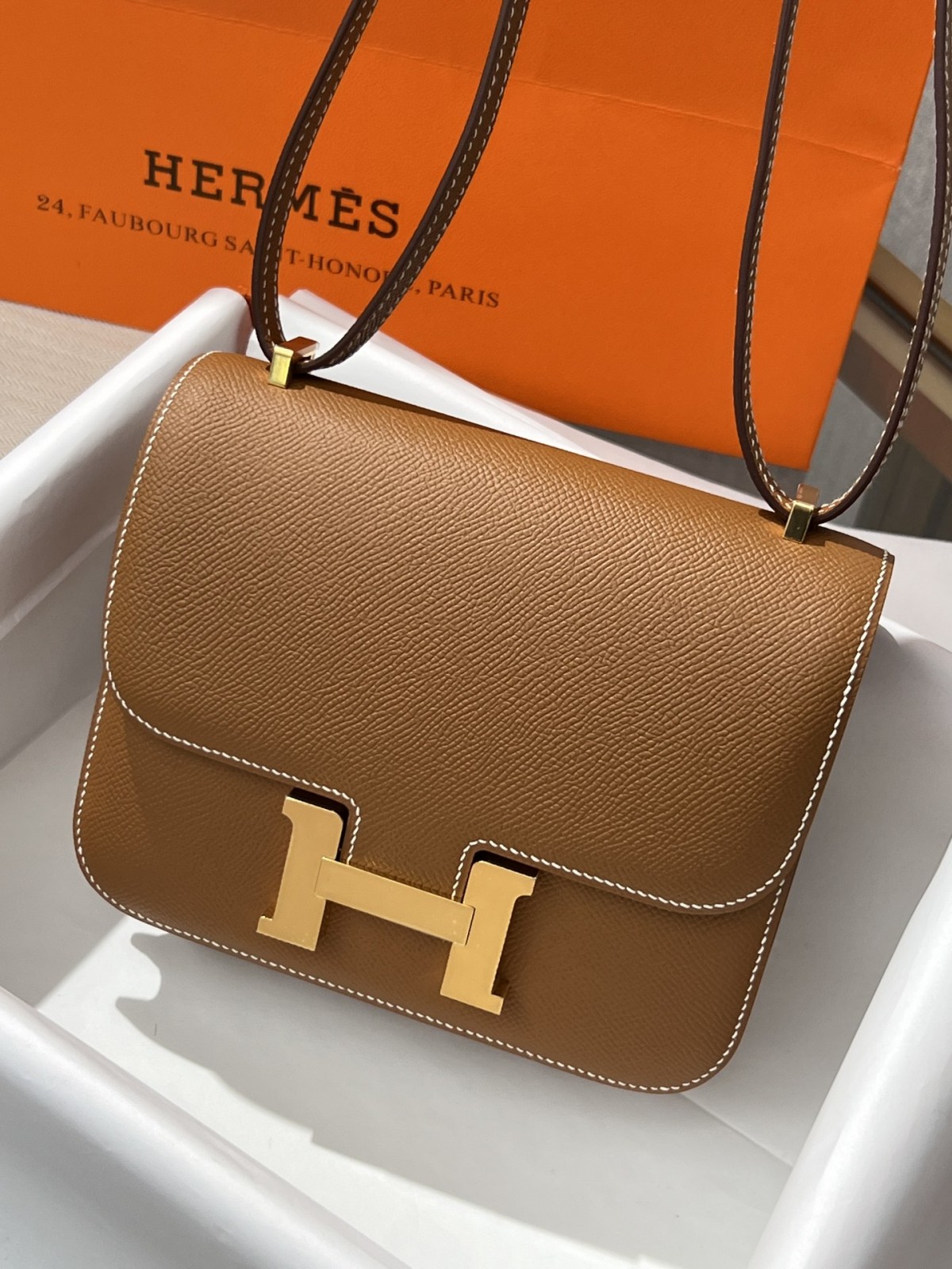 Shebag VS Authentic! Hermes Constance 19 in golden brown (2024 Sep updated)-Best Quality Fake designer Bag Review, Replica designer bag ru