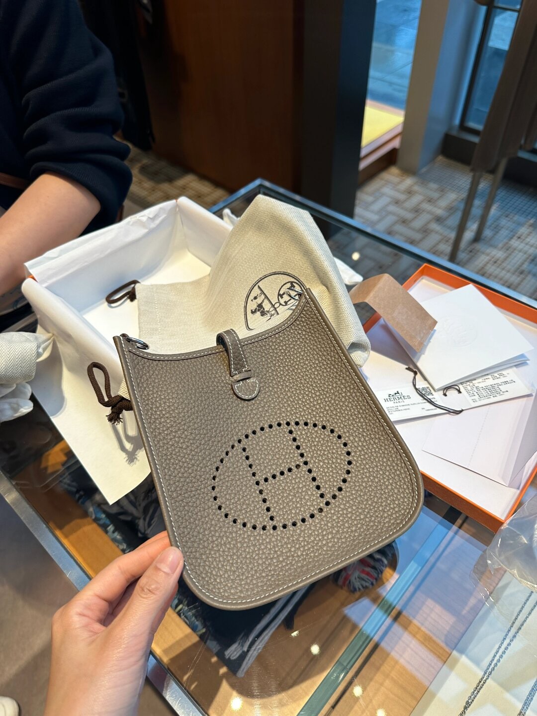 Shebag full handmade Hermes Evelyn 16 grey silver full review(2024 Oct updated)-Best Quality Fake designer Bag Review, Replica designer bag ru