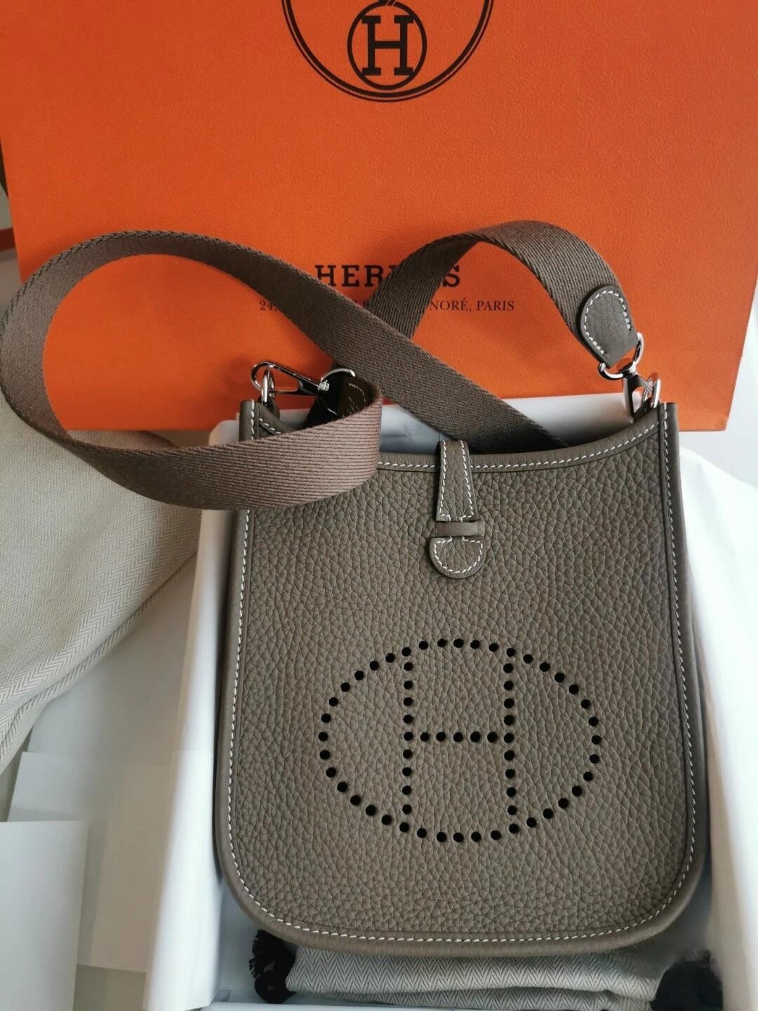 Shebag full handmade Hermes Evelyn 16 grey silver full review(2024 Oct updated)-Best Quality Fake designer Bag Review, Replica designer bag ru
