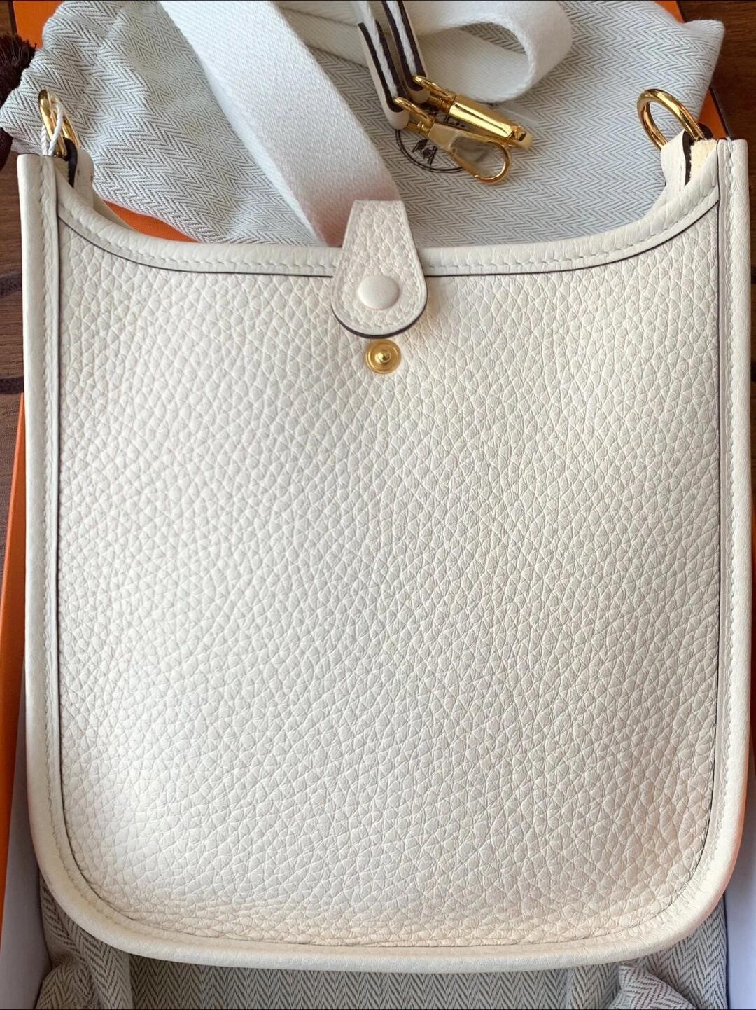 What a beautiful SnowWhite！Shebag fully hand made Hermes Evelyn 16 Togo leather bag（2024 Dec updated）-Best Quality Fake designer Bag Review, Replica designer bag ru