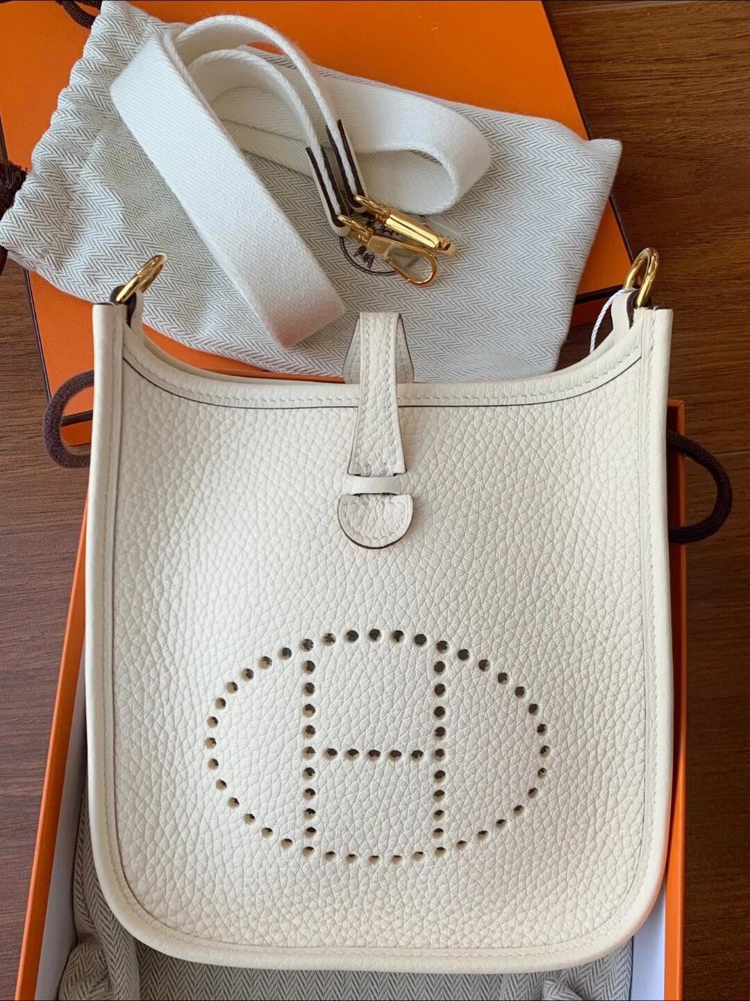 What a beautiful SnowWhite！Shebag fully hand made Hermes Evelyn 16 Togo leather bag（2024 Dec updated）-Best Quality Fake designer Bag Review, Replica designer bag ru