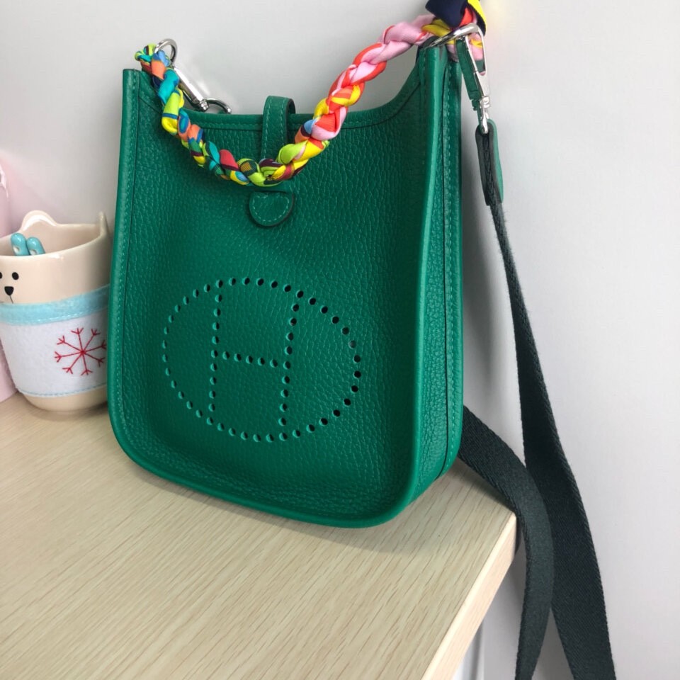 Shebag Hermes Evelyne 16 bag green togo silver hardware fully hand made (2024 Dec updated)-Best Quality Fake designer Bag Review, Replica designer bag ru