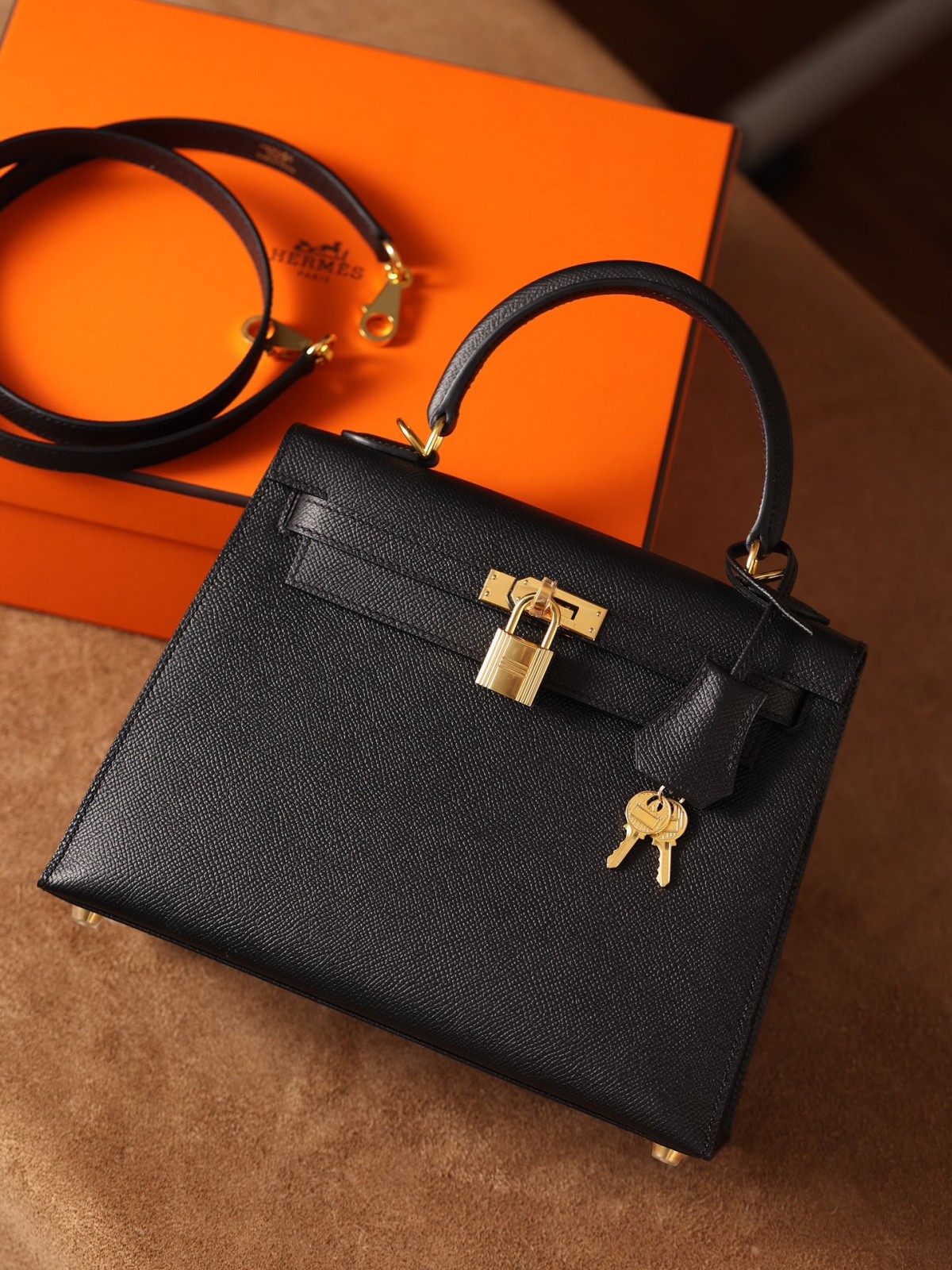 Shebag fully handmade Hermes Kelly 25 bag black epsom leather gold hardware lastets batch review (2025 Jan updated)-Best Quality Fake designer Bag Review, Replica designer bag ru