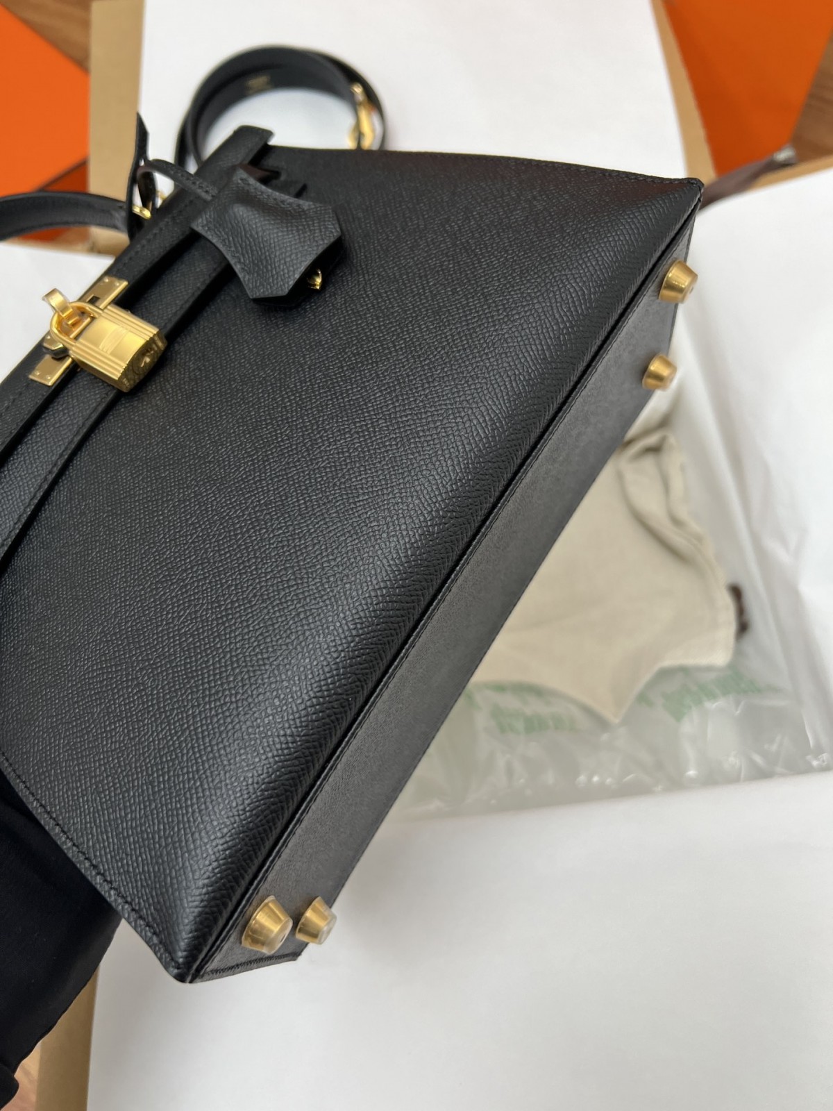 Shebag fully handmade Hermes Kelly 25 bag black epsom leather gold hardware lastets batch review (2025 Jan updated)-Best Quality Fake designer Bag Review, Replica designer bag ru