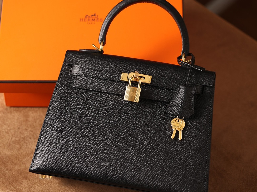 Shebag fully handmade Hermes Kelly 25 bag black epsom leather gold hardware lastets batch review (2025 Jan updated)-Best Quality Fake designer Bag Review, Replica designer bag ru
