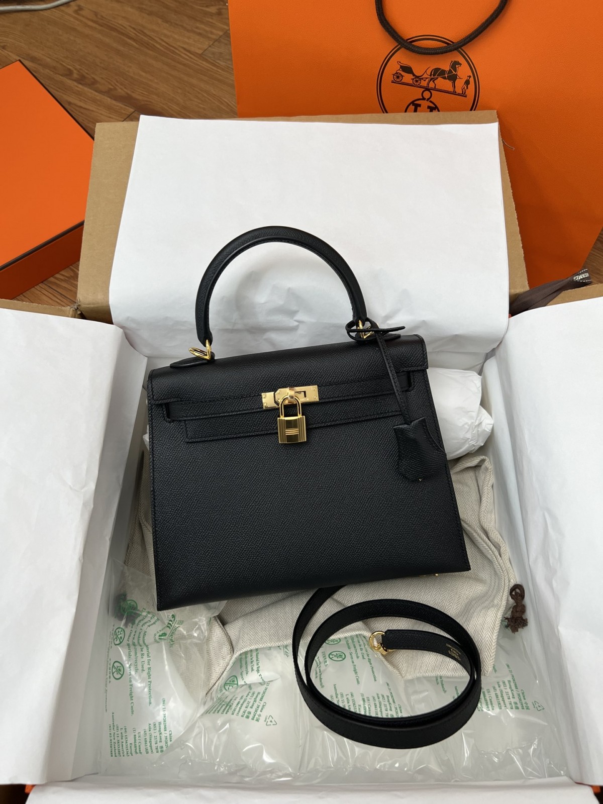 Shebag fully handmade Hermes Kelly 25 bag black epsom leather gold hardware lastets batch review (2025 Jan updated)-Best Quality Fake designer Bag Review, Replica designer bag ru