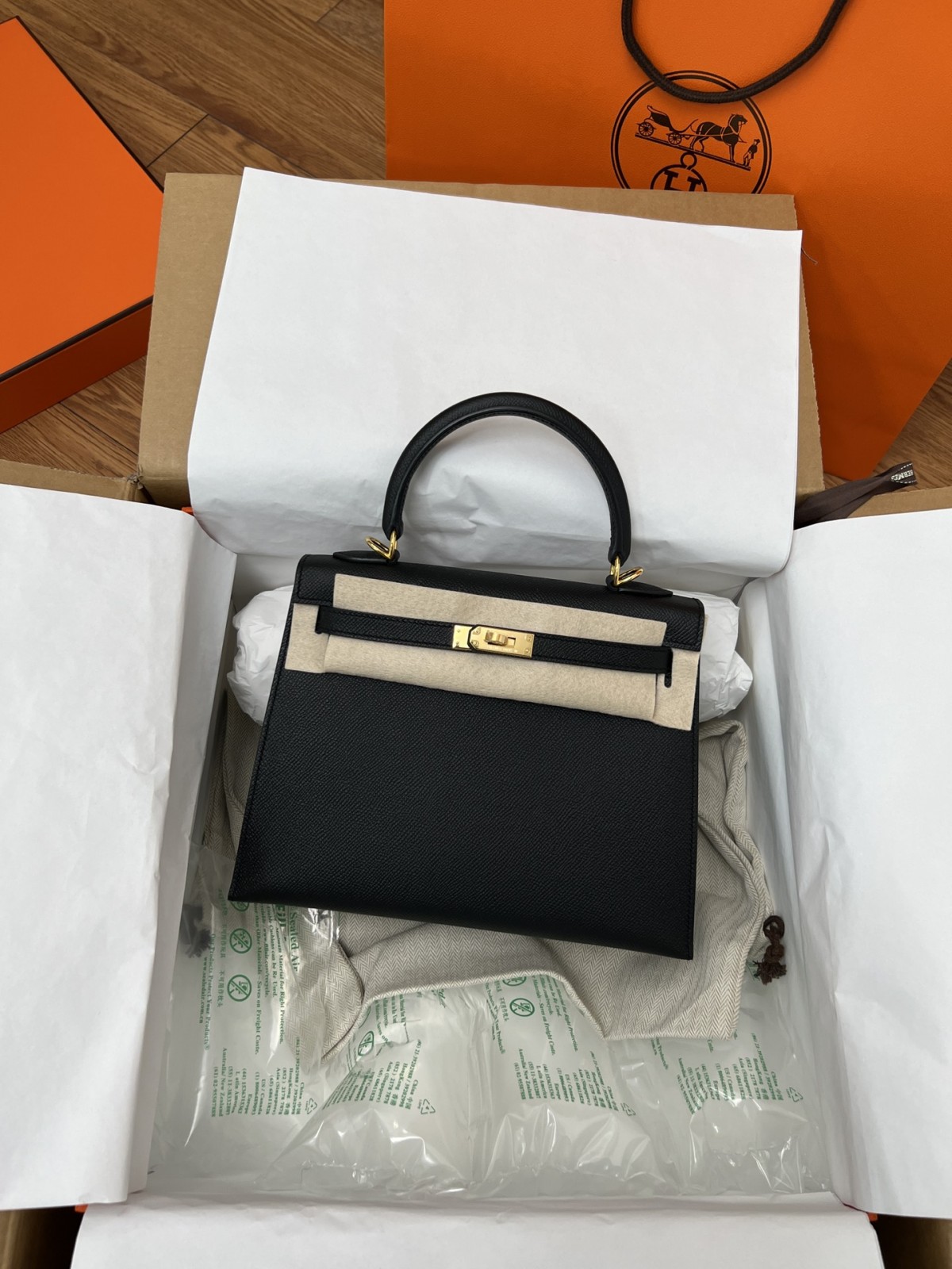 Shebag fully handmade Hermes Kelly 25 bag black epsom leather gold hardware lastets batch review (2025 Jan updated)-Best Quality Fake designer Bag Review, Replica designer bag ru