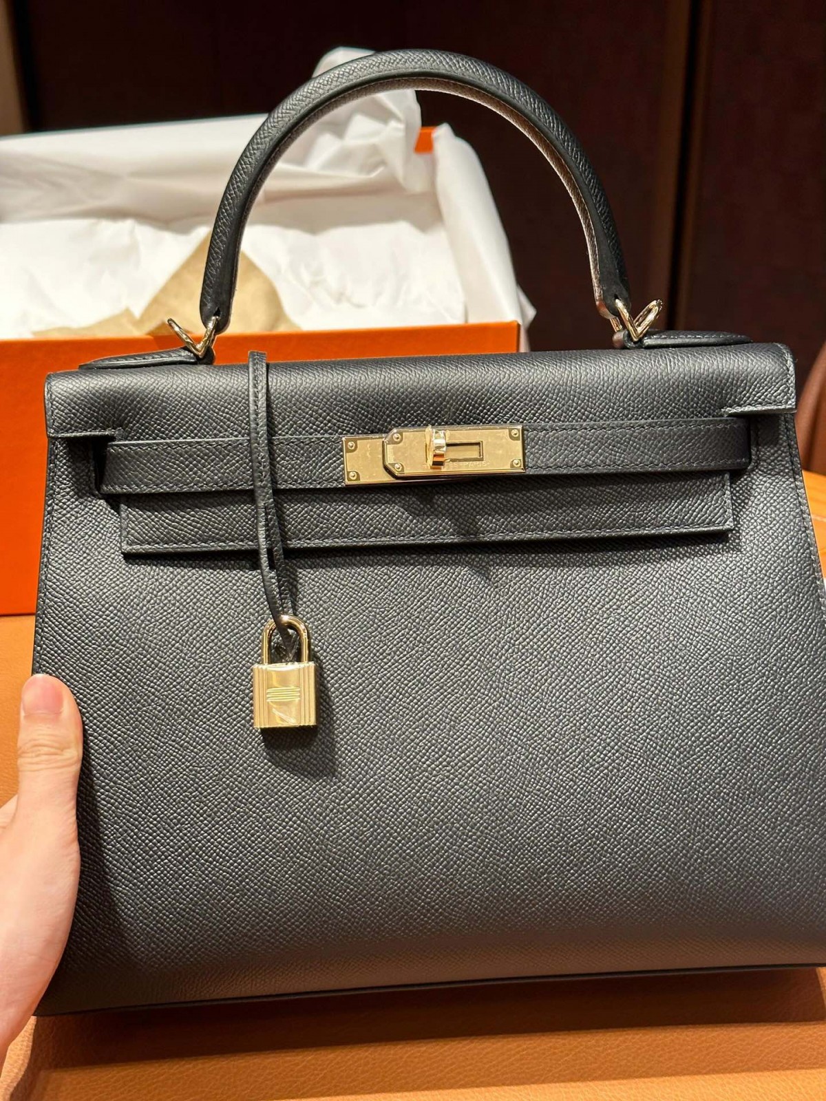 Shebag fully handmade Hermes Kelly 25 bag black epsom leather gold hardware lastets batch review (2025 Jan updated)-Best Quality Fake designer Bag Review, Replica designer bag ru