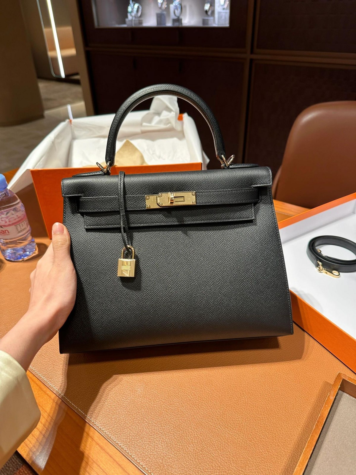 Shebag fully handmade Hermes Kelly 25 bag black epsom leather gold hardware lastets batch review (2025 Jan updated)-Best Quality Fake designer Bag Review, Replica designer bag ru