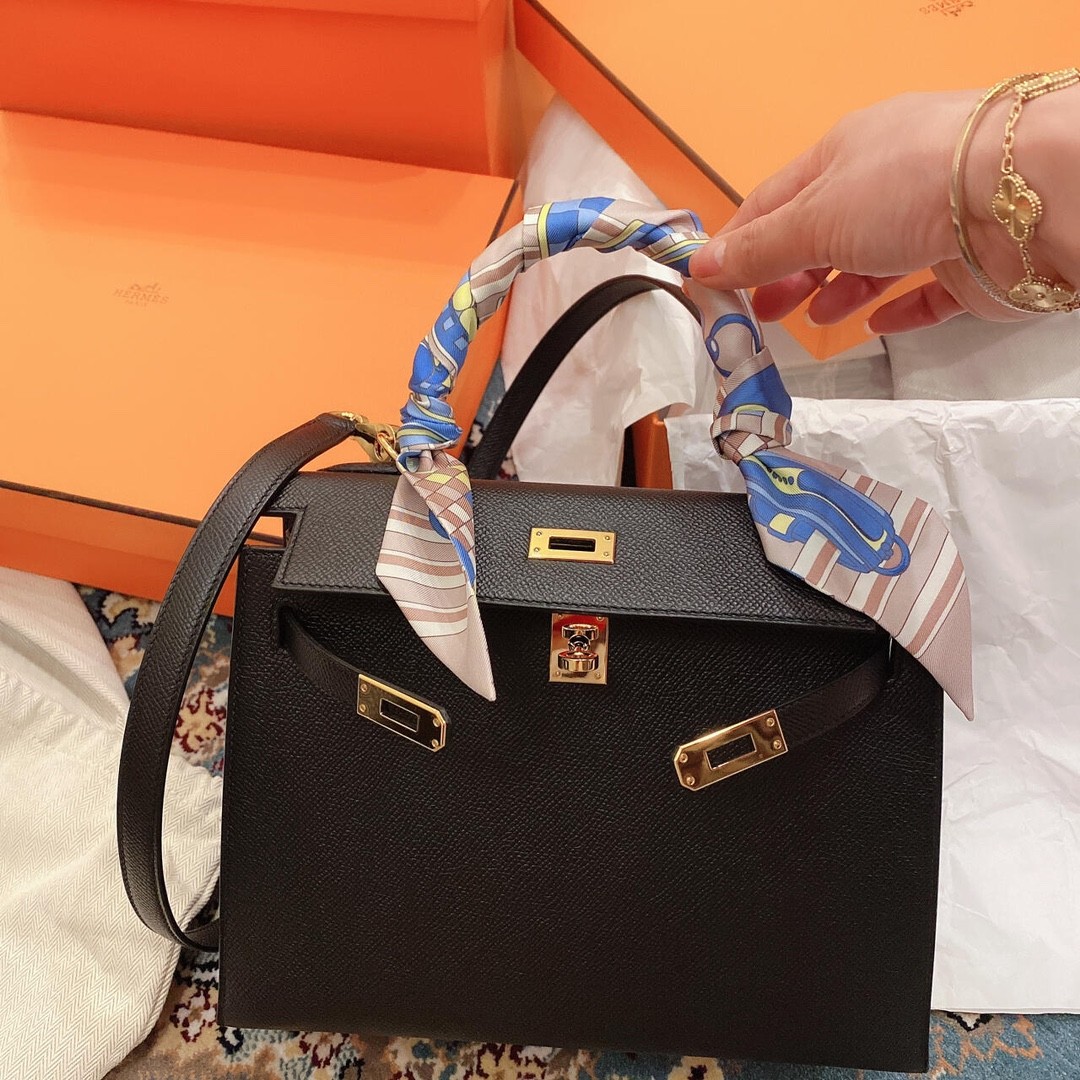 Shebag fully handmade Hermes Kelly 25 bag black epsom leather gold hardware lastets batch review (2025 Jan updated)-Best Quality Fake designer Bag Review, Replica designer bag ru