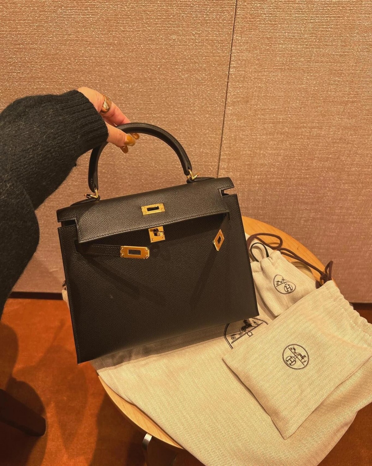 Shebag fully handmade Hermes Kelly 25 bag black epsom leather gold hardware lastets batch review (2025 Jan updated)-Best Quality Fake designer Bag Review, Replica designer bag ru