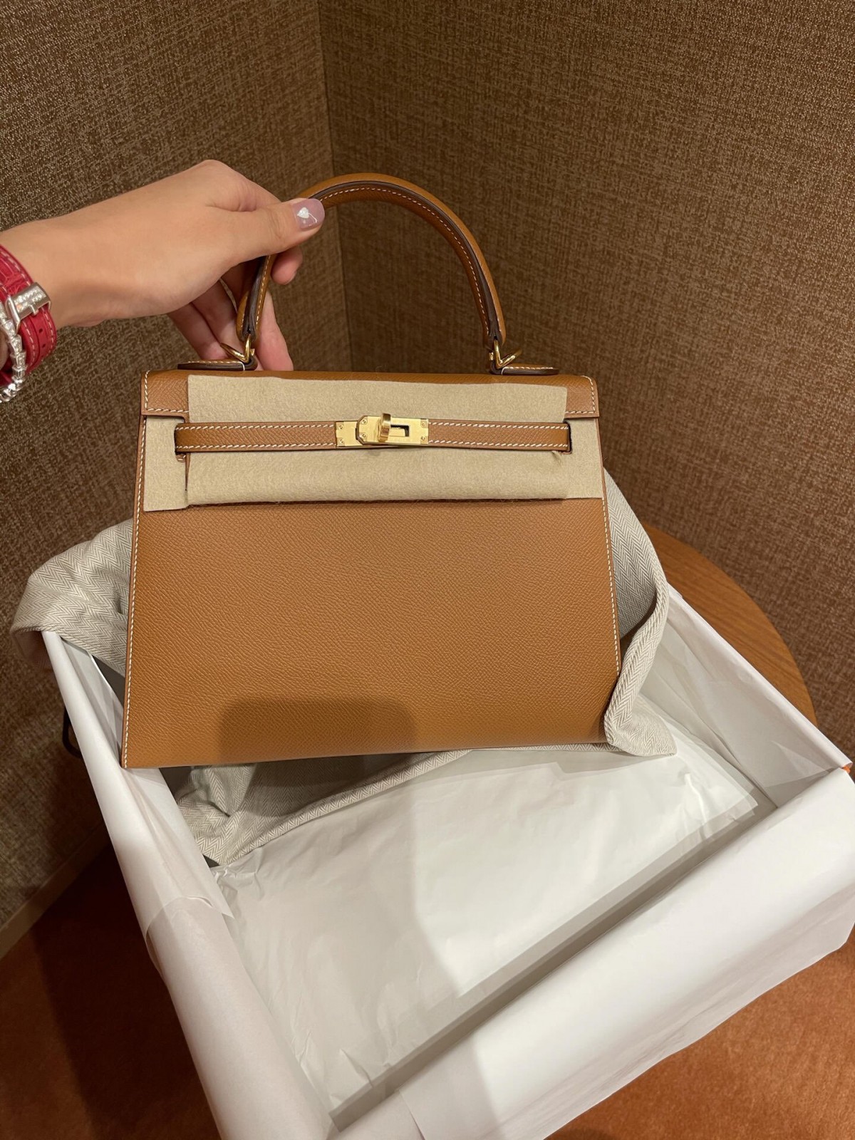 Shebag fully handmade Hermes Kelly 25 of gold brown review (2025 Jan updated)-Best Quality Fake designer Bag Review, Replica designer bag ru
