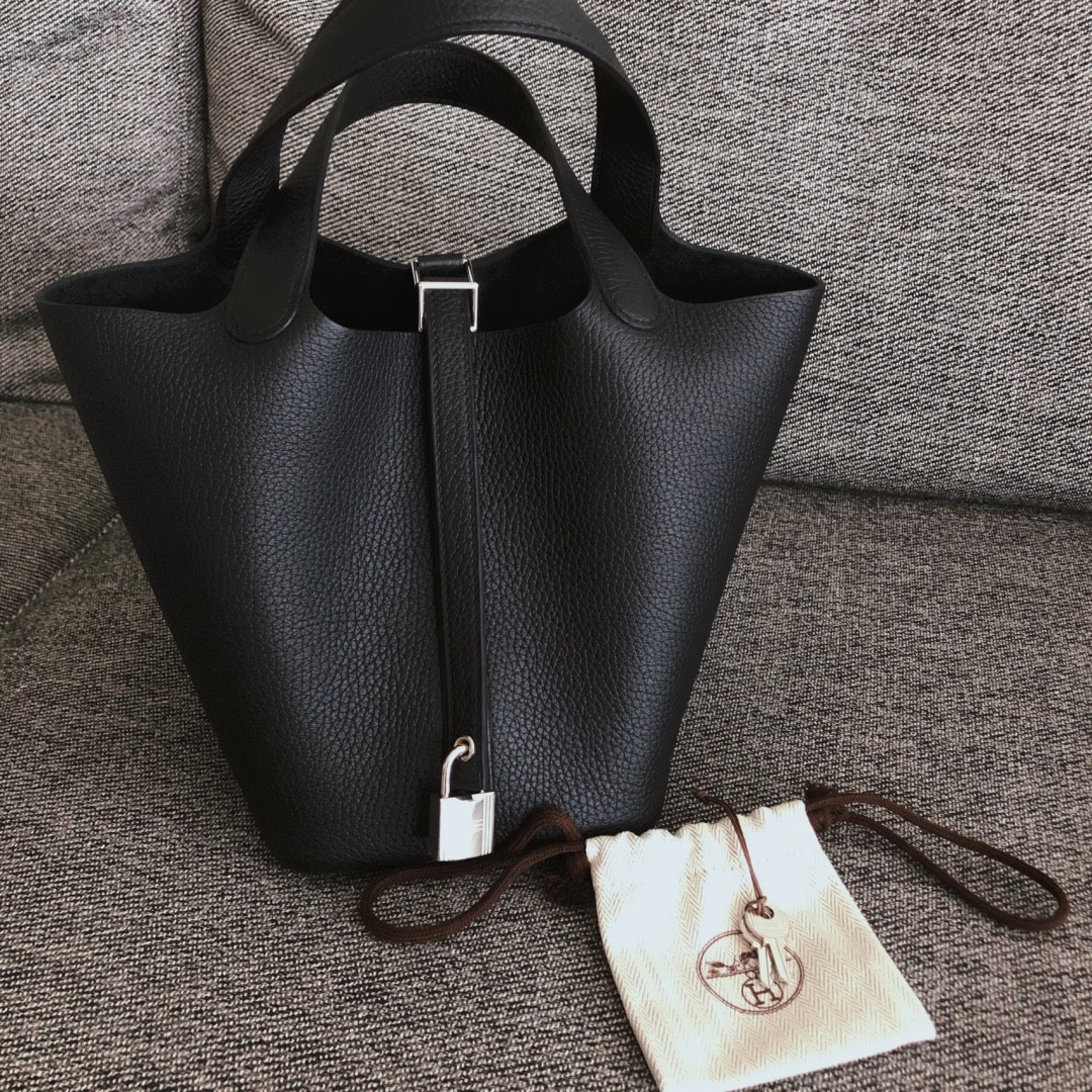 Shebag fully handmade Hermes Picotin 18 bag black togo silver (2025 Feb updated)-Best Quality Fake designer Bag Review, Replica designer bag ru