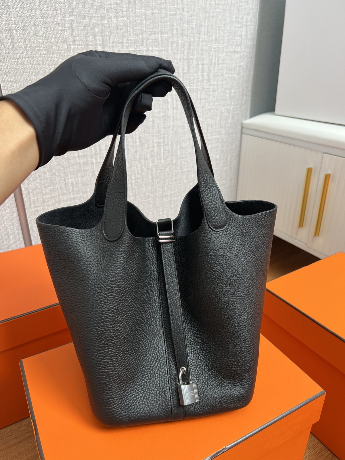 Shebag fully handmade Hermes Picotin 18 bag black togo silver (2025 Feb updated)-Best Quality Fake designer Bag Review, Replica designer bag ru
