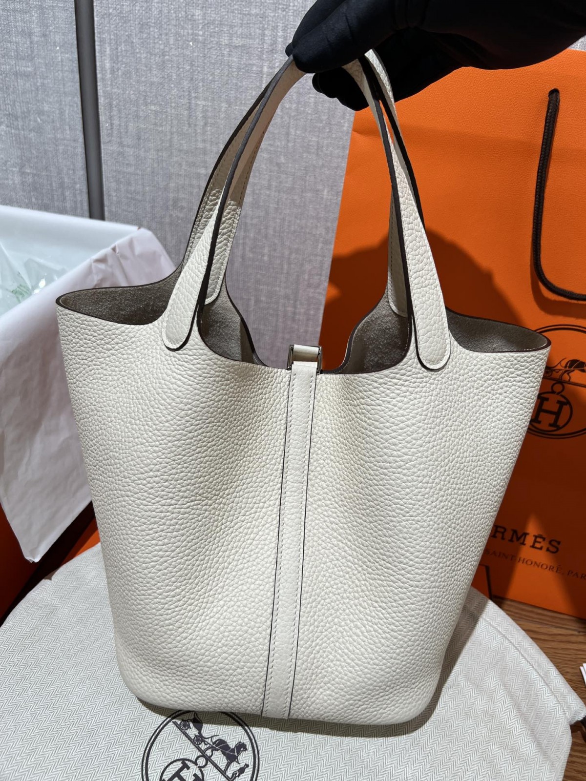 Shebag fully handmade Hermes Picotin 22 bag in cream white togo leather review silver (2025 Feb updated)-Best Quality Fake designer Bag Review, Replica designer bag ru