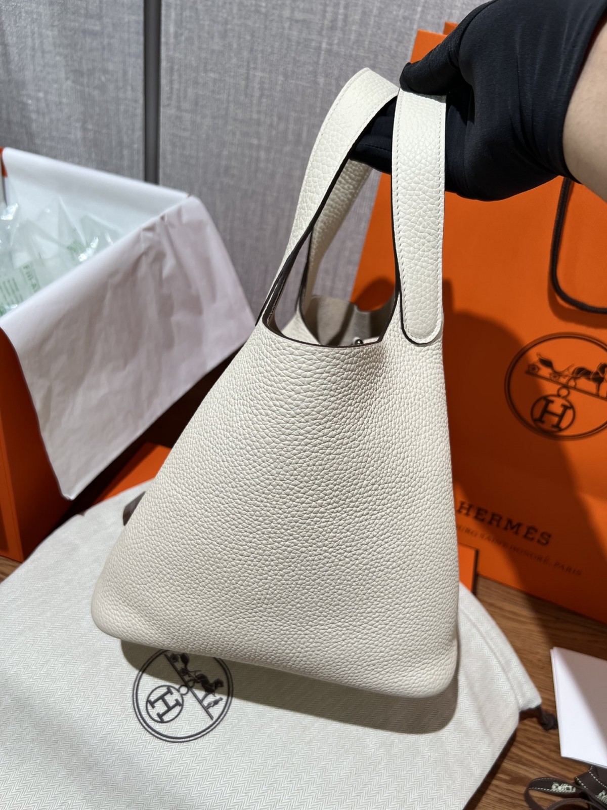 Shebag fully handmade Hermes Picotin 22 bag in cream white togo leather review silver (2025 Feb updated)-Best Quality Fake designer Bag Review, Replica designer bag ru