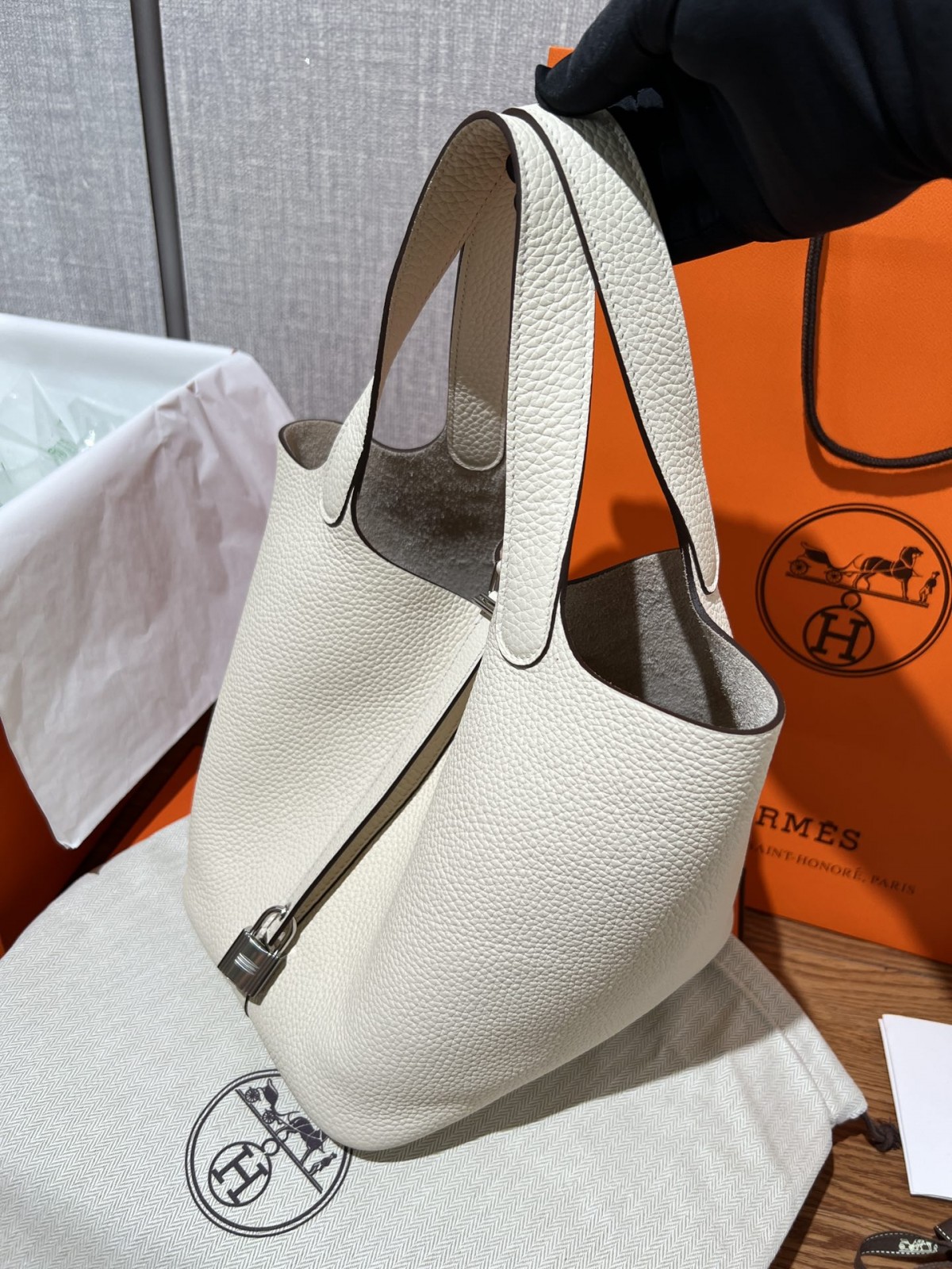 Shebag fully handmade Hermes Picotin 22 bag in cream white togo leather review silver (2025 Feb updated)-Best Quality Fake designer Bag Review, Replica designer bag ru
