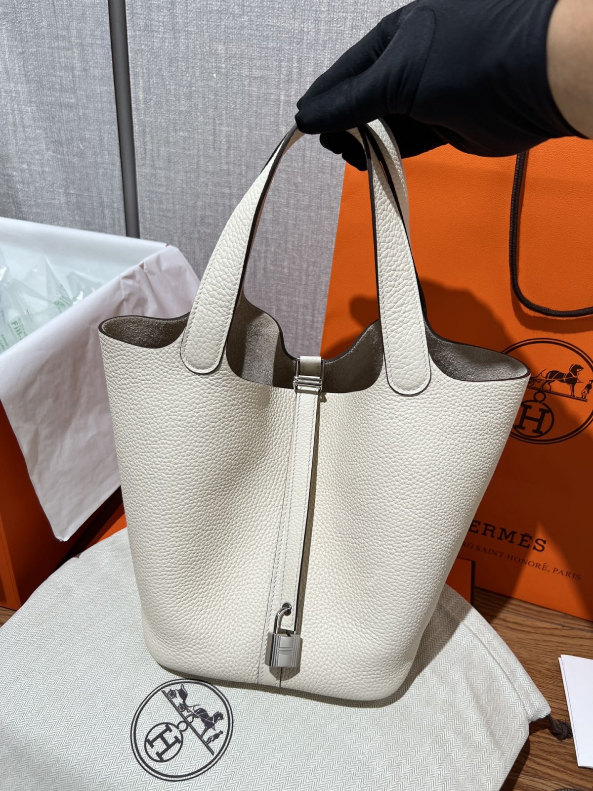 Shebag fully handmade Hermes Picotin 22 bag in cream white togo leather review silver (2025 Feb updated)-Best Quality Fake designer Bag Review, Replica designer bag ru