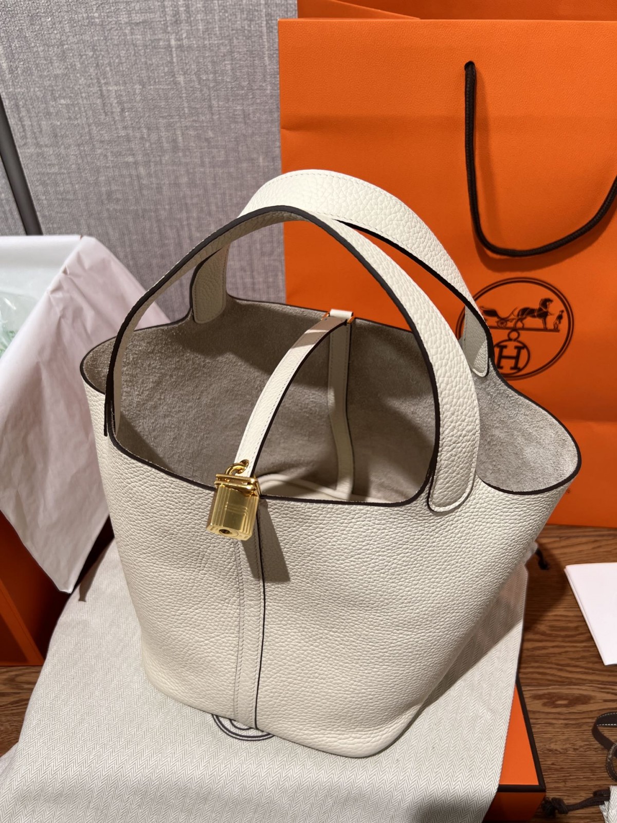 Shebag fully handmade Hermes Picotin 22 bag in cream white togo leather review silver (2025 Feb updated)-Best Quality Fake designer Bag Review, Replica designer bag ru