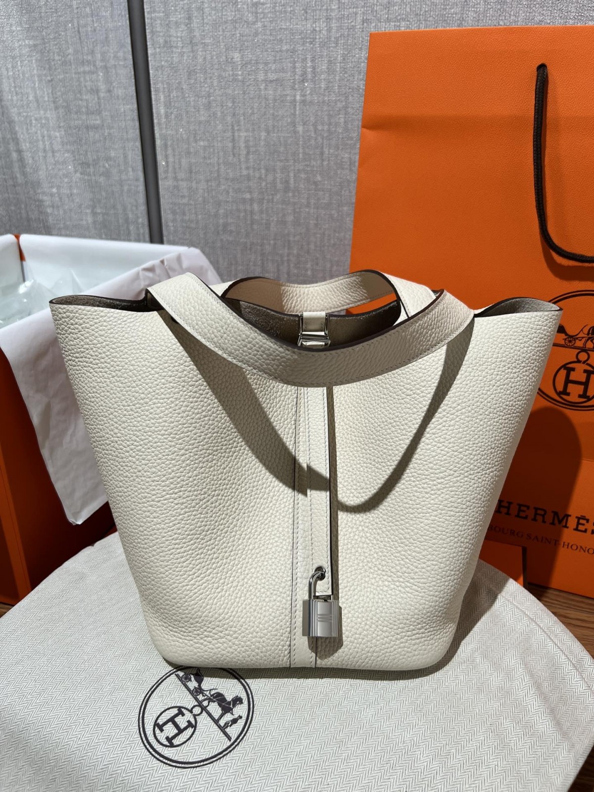 Shebag fully handmade Hermes Picotin 22 bag in cream white togo leather review silver (2025 Feb updated)-Best Quality Fake designer Bag Review, Replica designer bag ru