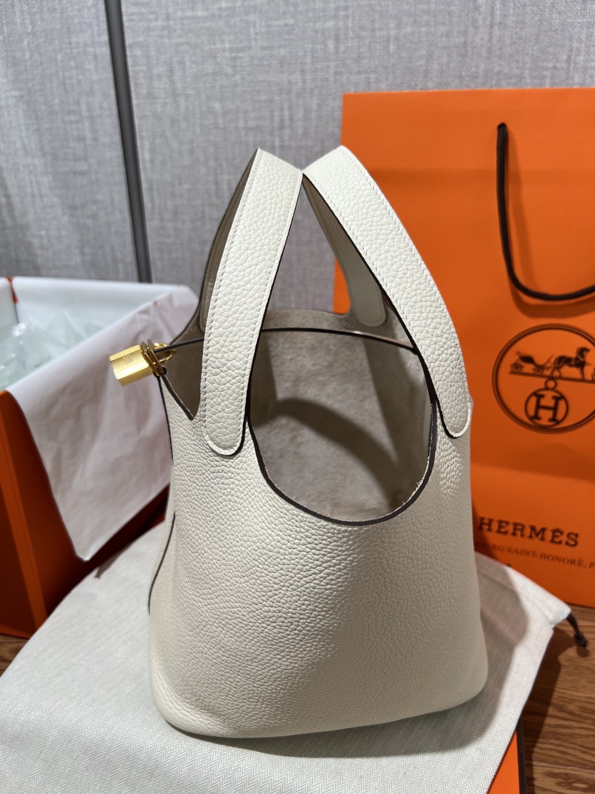 Shebag fully handmade Hermes Picotin 22 bag in cream white togo leather review silver (2025 Feb updated)-Best Quality Fake designer Bag Review, Replica designer bag ru