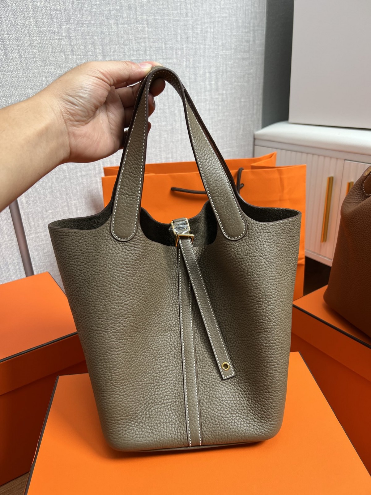 Shebag handmade Hermes Picotin 22 bag grey togo leather review （2025 Mar updated）-Best Quality Fake designer Bag Review, Replica designer bag ru
