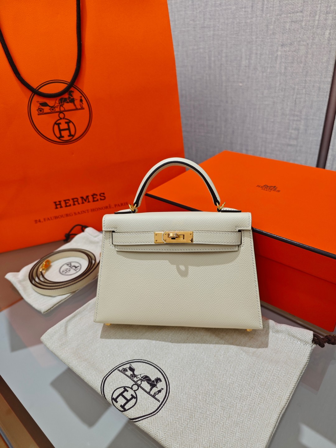 Shebag fully handmade Hermes Mini Kelly 2 bag full review white Epsom(2025 Apr updated)-Best Quality Fake designer Bag Review, Replica designer bag ru