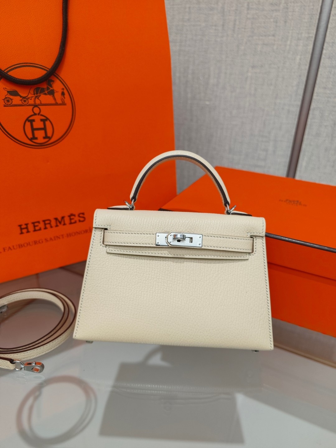 Shebag fully handmade Hermes Mini Kelly 2 bag full review white Epsom(2025 Apr updated)-Best Quality Fake designer Bag Review, Replica designer bag ru