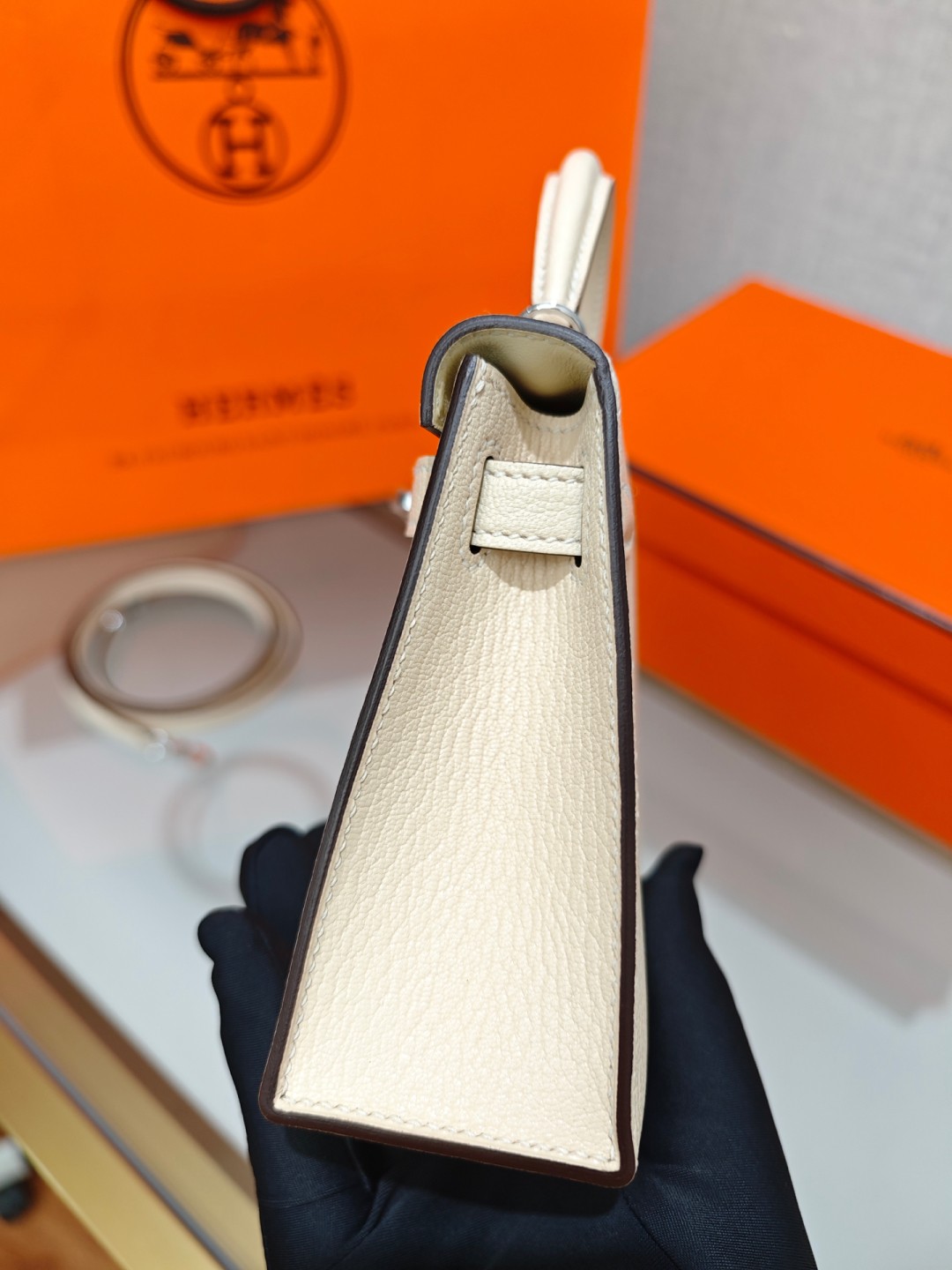 Shebag fully handmade Hermes Mini Kelly 2 bag full review white Epsom(2025 Apr updated)-Best Quality Fake designer Bag Review, Replica designer bag ru