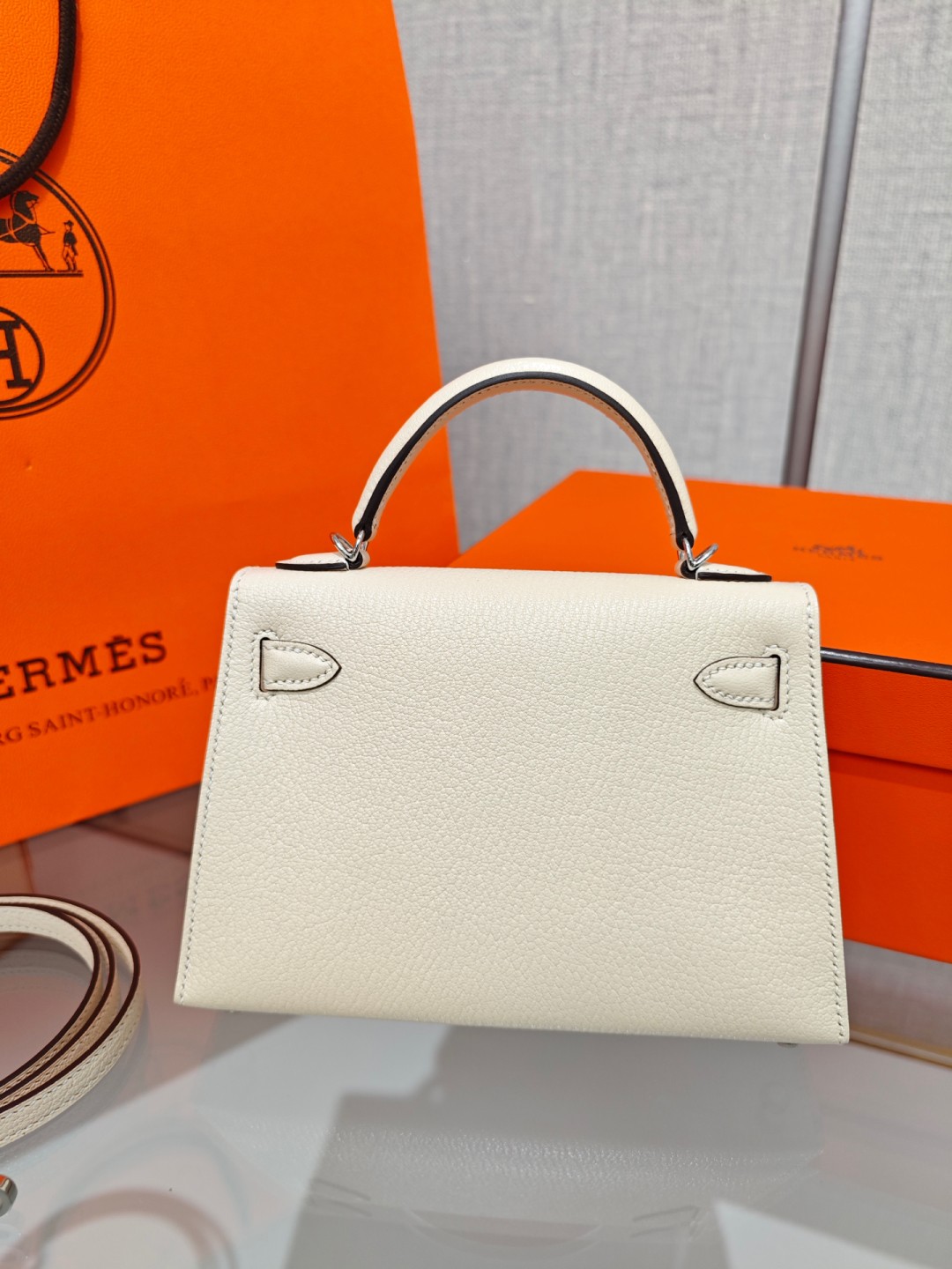Shebag fully handmade Hermes Mini Kelly 2 bag full review white Epsom(2025 Apr updated)-Best Quality Fake designer Bag Review, Replica designer bag ru