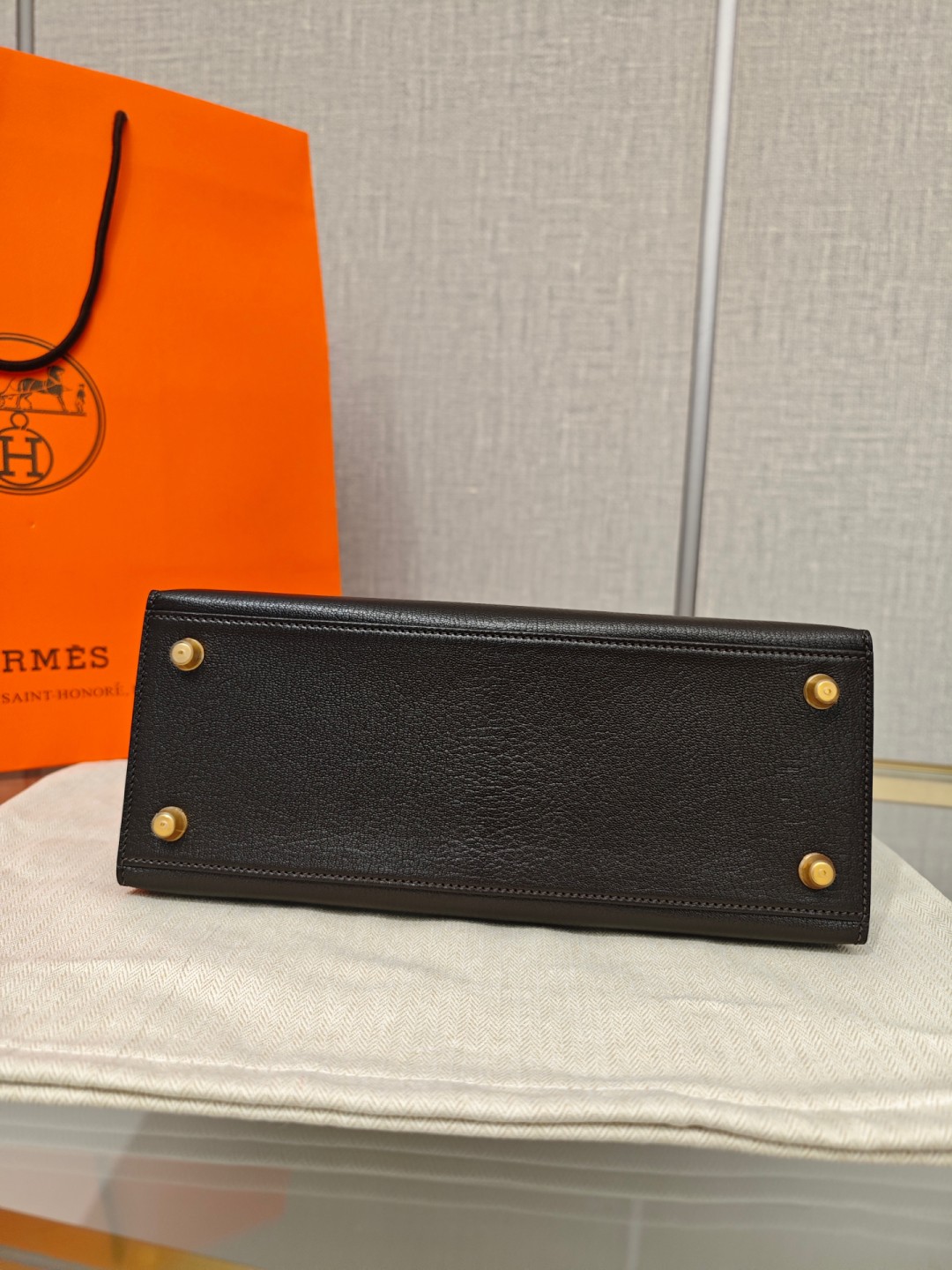 Shebag fully handmade Hermes mini Kelly 2 in goat leather black gold(April 2025 updated)-Best Quality Fake designer Bag Review, Replica designer bag ru