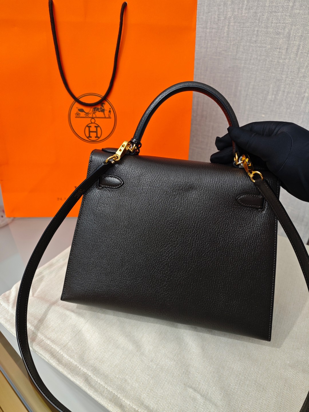 Shebag fully handmade Hermes mini Kelly 2 in goat leather black gold(April 2025 updated)-Best Quality Fake designer Bag Review, Replica designer bag ru