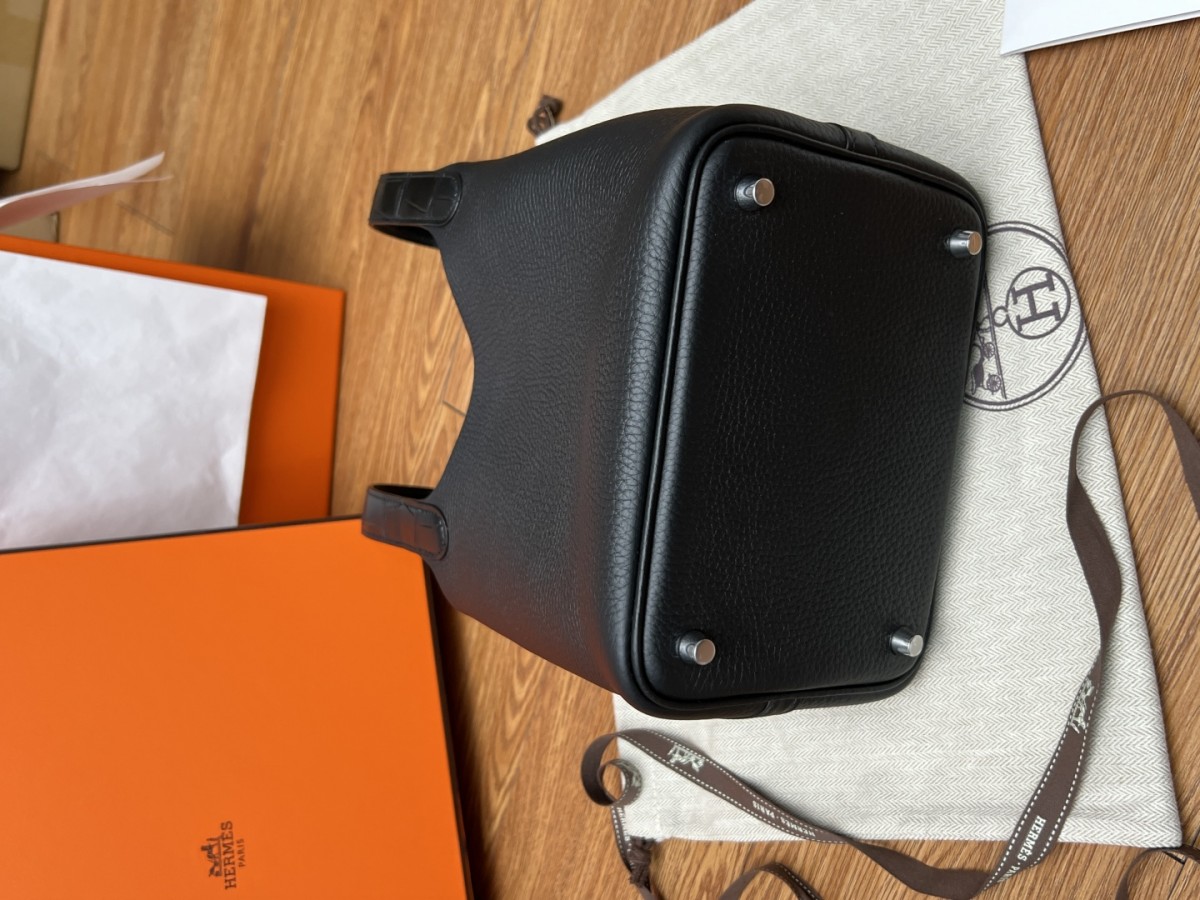 Shebag fully handmade Picotin 18 bag black crocodile leather handle (2025 Apr updated)-Best Quality Fake designer Bag Review, Replica designer bag ru Shebag fully handmade Picotin 18 bag black crocodile leather handle (2025 Apr updated)-Best Quality Fake designer Bag Review, Replica designer bag ru