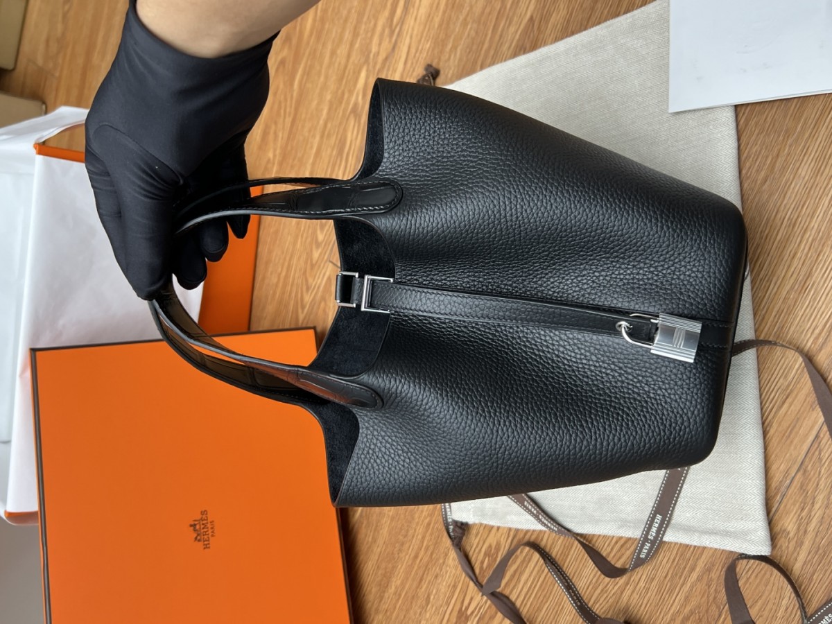 Shebag fully handmade Picotin 18 bag black crocodile leather handle (2025 Apr updated)-Best Quality Fake designer Bag Review, Replica designer bag ru Shebag fully handmade Picotin 18 bag black crocodile leather handle (2025 Apr updated)-Best Quality Fake designer Bag Review, Replica designer bag ru