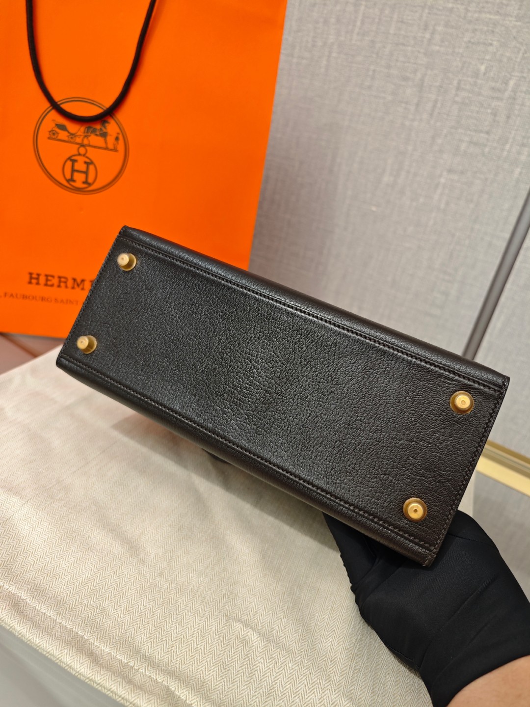 Shebag super replica Hermes Goat leather Kelly 28 bag black gold reivew(August 2025 updated)-Best Quality Fake designer Bag Review, Replica designer bag ru