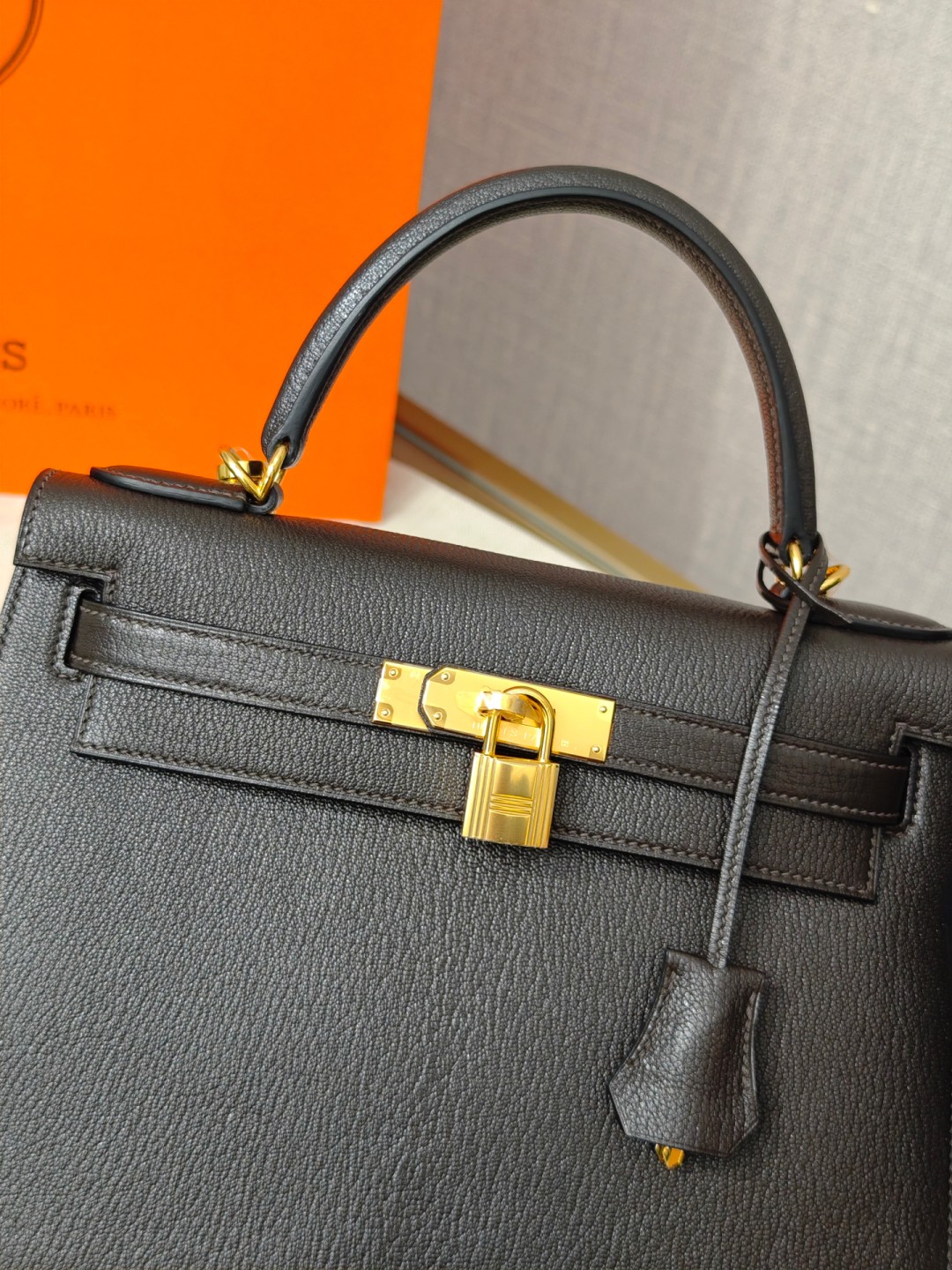 Shebag super replica Hermes Goat leather Kelly 28 bag black gold reivew(August 2025 updated)-Best Quality Fake designer Bag Review, Replica designer bag ru